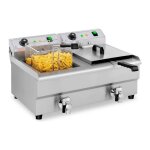 Friteuse lectrique de restaurant double avec robinet professionnelle royal catering rcef 13db (2 cuve ...