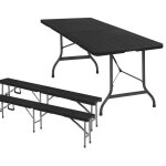 Ensemble table et 2 bancs pliants - frixovel - rectangulaire - 8 personnes - m�tal - noir