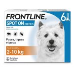 Frontline spot on chien - anti - puces anti - tiques pour chien s - 2 - 10kg - 6 pipettes