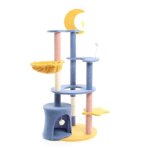 Fudajo arbre � chat - 132 cm de haut - design ludique avec lune et �toiles - meuble grattage f�lin peluche ...