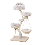 Fudajo arbre chat design 130cm beige et marron forme branche avec peluche et sisal tronc de grattage ...