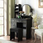 Fufu&gaga coiffeuse avec miroir et tabouret table de maquillage avec 5 tiroirs et compartiments chambre ...