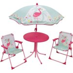 Fun house 713088 flamant rose salon de jardin avec une table 2 chaises pliables et un parasol pour enfant ...