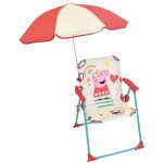 Fun house peppa pig chaise pliante camping avec parasol - h. 38. 5 xl. 38. 5 x p. 37. 5 cm + parasol ...