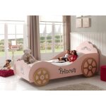 Lit voiture enfant - vipack - princess pinky - 90 x 200 cm - rose - style scandinave Lit voiture enfant - vipack - princess pinky - 90 x 200 cm - rose - style scandinave