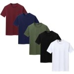 Lot de 5 t shirt hommes manche courte lundi - vendredi mode casual coton col rond impression just - funmoon ...
