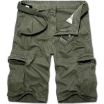 Funmoon bermuda cargo homme en coton avec multi poches uni pantalon