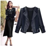 Funmoon blouson femmes perfecto dextrieur slim splice en cuir matelasse uniforme fraches zippe