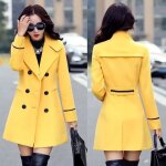 Funmoon caban femmes les laine  double boutonnage manteau lgant travail  manches longues veste bureau ...