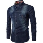 Chemise homme - funmoon - chemise en jean - grande taille - manches longues - bleu