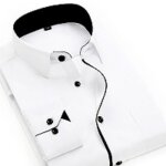 Chemise homme - funmoon - manche longue - couleur unie - col mao - casual conception individuelle
