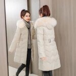 Doudoune femme funmoon mi - longue slim manches longues - couleur beige - polyester - fermeture clair ...