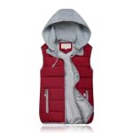 Funmoon doudoune femmes gilet sans manches capuche pour pais capuche amovible hiver m - 3xl rouge