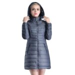 Funmoon doudoune femmes hiver chaud classique mi - longue capuche de hiver couleur unie
