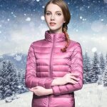 Doudoune lgre rose femme - funmoon - slim manches longues - nylon - duvet de canard blanc