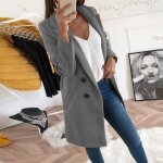 Funmoon femme long manteau de laine blend élégant manteaux slim femme manteau dextérieur veste gris Funmoon femme long manteau de laine blend élégant manteaux slim femme manteau dextérieur veste gris