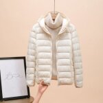 Funmoon femme veste capuche en coton court fin et lger slim garder au chaud couleur unie