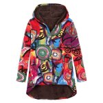 Funmoon femmes veste - vareuse - casaque - blazer hiver chaud outwear capuche imprim� poches vintage ...