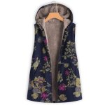 Funmoon femmes veste - vareuse - casaque - blazer vintage chaud sans manches imprim poches thicker moraillon ...