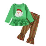 Funmoon fille bb combinaison haut vert manche longue + pantalon vas raies 0 - 4 ans ensemble de vtement ...