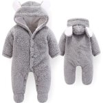 Funmoon fille et garon bb manteau manteau dhiver en peluche gris en coton chaud en laine polaire barboteuse ...