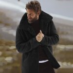 Funmoon hommes caban longueur moyenne des hommes dhiver veste en laine manteau paissie individuelle ...