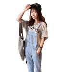 Funmoon jeans femmes baggy portez une salopette courte de couleur claire