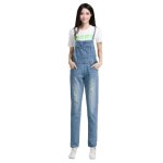 Funmoon jeans femmes taille haute salopette en tissu pur non lastique grande taille la mode plus la ...