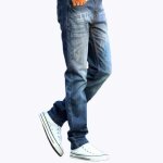 Funmoon jeans hommes jeunes droit daffaires casual coton pantalon Funmoon jeans hommes jeunes droit daffaires casual coton pantalon