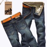Jeans hommes funmoon - slim - bleu - coupe droite fit casual / ville / plein air