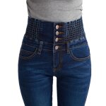 Funmoon jeans skinny femmes taille haute crayon slim taille plus taille lastique