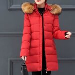 Funmoon manteau - caban - pardessus femmes dhiver vtement chaud pais manteau collier cheveux zip slim ...