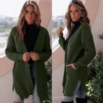 Funmoon manteau - caban - pardessus mode hiver pour femmes manches longues solide pull en tricot casaque ...