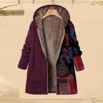 Funmoon manteau - caban - pardessus plus size femmes hiver chaud poches imprimes thicker fermeture  ...