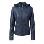 Funmoon manteau femmes automne plus de velours zipper de moto en cuir capuchon