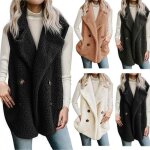 Funmoon manteau femmes caban calsual dhiver gilet sans manches dames pardessus avec poche