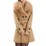 Funmoon manteau femmes caban dhiver lapel manches longues pardessus outwear