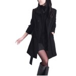 Funmoon manteau femmes caban hiver chaud woollen ceinture pardessus outwear