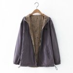 Funmoon manteau femmes casual couleur unie imprimer porter deux capuche manches longues