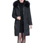 Funmoon manteau femmes les hiver chaud �pais dext�rieur collier cheveux zip slim coton rembourr�