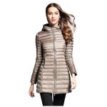 Funmoon manteau femmes long capuche des de la mode dhiver pardessus mince manches longues kaki