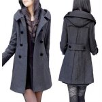 Funmoon manteau femmes long dhiver mlanges de laine chaud pardessus
