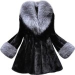 Funmoon manteau femmes long de la section imitation mink fox avec capuchon de