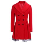Funmoon manteau femmes manches longues pour lapel outwear caban rouge