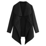 Funmoon manteau femmes mode outwear manches longues carreaux irrguliers cardigan lapel en laine