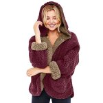 Funmoon manteau femmes polaire occasionnels fuzzy similitoison hiver chaud oversize capuchon paontry