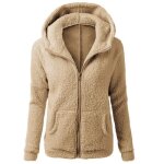 Funmoon manteau femmes pull capuche dhiver chaud laine zipper outwear de coton paontry
