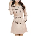 Funmoon manteau femmes slim coupe - vent double boutonnage long pardessus outwear