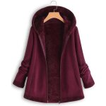 Funmoon manteau femmes zippe. poche hiver mode manches longues en peluche capuchon