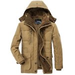 Funmoon - manteau homme hiver  capuche mode avec velours rtro longue vtement masculin